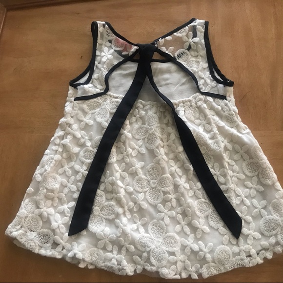 Monteau Girls Lacy Cream Tank Tie Bow Back Med 7/8 - Picture 9 of 12